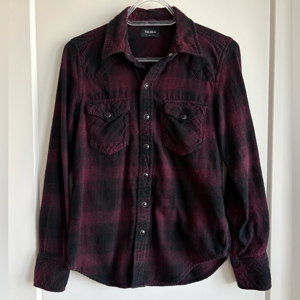 Maroon & Black Flannel Top from Talula.